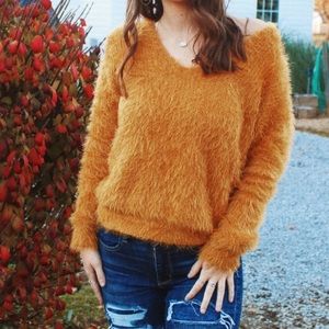 Mustard twist back sweater